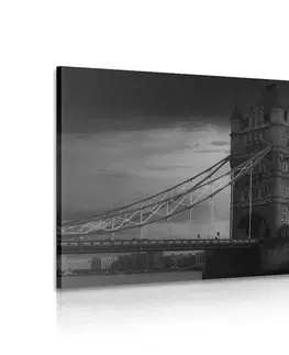 Černobílé obrazy Obraz západ slunce nad Tower Bridge v černobílém provedení