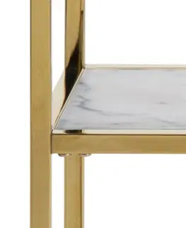 Konzolové stolky Actona Konzolový stolek Alisma mramor bílý/zlatý