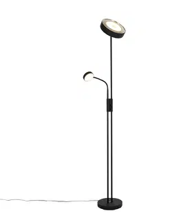 Stojaci lampy Černá stojací lampa včetně LED a stmívače s lampičkou na čtení - Kelso
