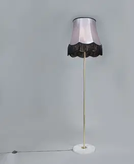 Stojaci lampy Stojací lampa mosaz s odstínem Granny B černošedá 45 cm - Kaso