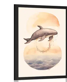 Zasněná zvířátka Plakát zasněná velryba v západu slunce