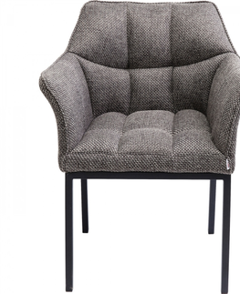 Jídelní židle KARE Design Šedá čalouněná židle s područkami Thinktank