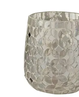 Svícny Stříbrný skleněný svícen Mosaic S - Ø10*12 cm J-Line by Jolipa 2054