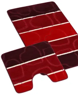 Koberce a koberečky Bellatex Sada koupelnových předložek Avangard Srdce červená, 60 x 100 cm, 60 x 50 cm