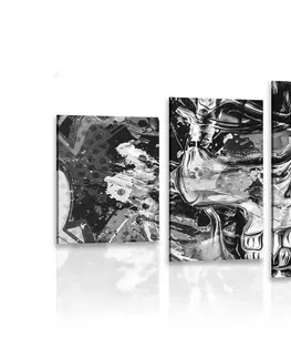 Černobílé obrazy 5-dílný obraz umělecká lebka v černobílém provedení