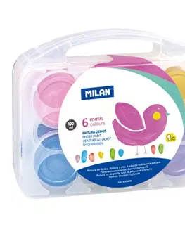 Hračky MILAN - Barvy vodové prstové MILAN - 6 metalických barev, 100 ml