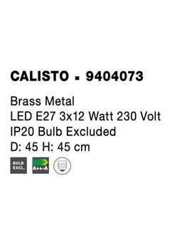 Industriální stropní svítidla NOVA LUCE stropní svítidlo CALISTO mosazný kov E27 3x12W 230V IP20 bez žárovky 9404073