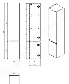 Koupelna Kielle Oudee Vysoká skříňka závěsná, 157x30x32 cm, matná černá 50202014