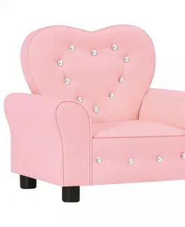Dětské stoly a židle Dětské křeslo umělá kůže Dekorhome Světle růžová