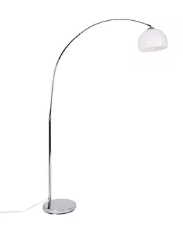 Obloukove lampy Moderní oblouková lampa chrom s bílým stínidlem - Arc Basic