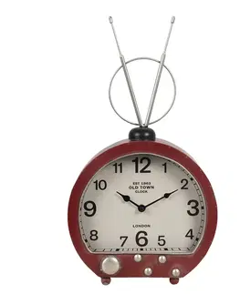 Hodiny Červené kovové stolní hodiny s anténou v retro stylu - 26*10*47 cm / 1*AA Clayre & Eef 6KL0679