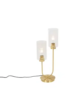 Stolni lampy Stolní lampa Art Deco zlatá se sklem 2-světlo - Laura