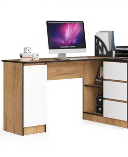 Psací stoly Ak furniture Rohový psací stůl se šuplíky B20 155 x 85 cm hnědý