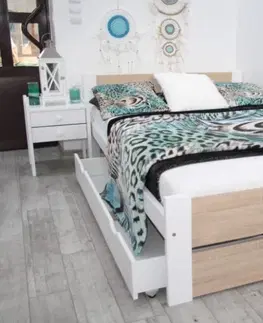 Postele Elvisia Manželská postel LEA s roštem | 140 x 200 cm Barva: dub sonoma