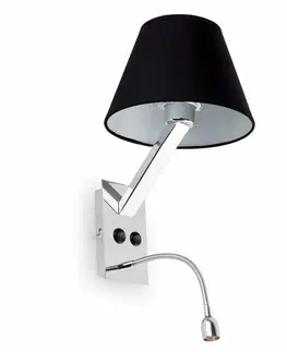 Nástěnná svítidla s látkovým stínítkem FARO MOMA nástěnná lampa, černá