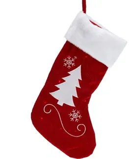 Vánoční dekorace Vánoční LED ponožka se stromečkem červená, 41 cm