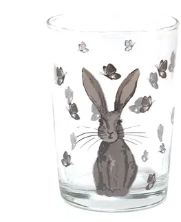 Sklenice Sklenička na vodu se zajíčkem Rustic Easter Bunny - Ø 8*12 cm / 450ml Clayre & Eef 6GL4088