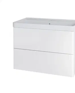Koupelnový nábytek MEREO Siena, koupelnová skříňka s keramickym umyvadlem 81 cm, bílá lesk CN411