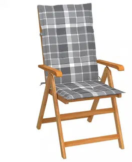 Zahradní židle Skládací zahradní židle s poduškami teak / látka Dekorhome Vínová