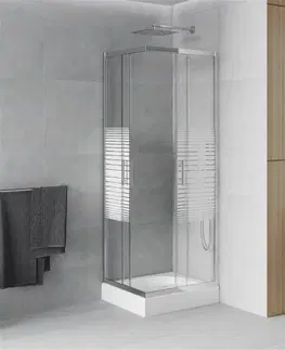Sprchové vaničky MEXEN/S Rio čtvercový sprchový kout 70 x 70, dekor, chrom + vanička Rio 860-070-070-01-20-4510