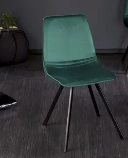 Luxusní jídelní židle Estila Moderní designová židle Hartlepool Emerald sametová