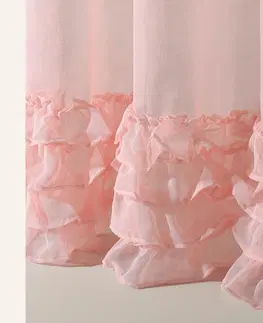 Záclony Růžový závěs Flavia s volánky na stuze 250 x 250 cm