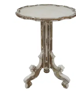 Konferenční stolky Dřevěný vintage odkládací stolek s výraznou patinou Diome - Ø 54*75 cm Clayre & Eef 5H0543