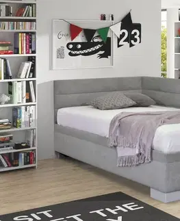 s úložným prostorem Rohová čalouněná postel Niobe, s úložným prostorem, 120x210 cm