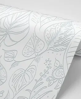 Tapety příroda Tapeta magické listy v bílém provedení