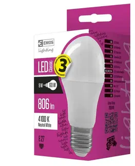 LED žárovky EMOS Lighting EMOS LED žárovka Classic A60 9W E27 neutrální bílá 1525733401