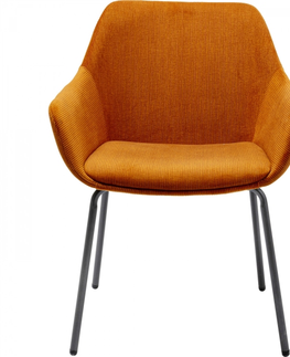 Jídelní židle KARE Design Oranžová čalouněná židle s područkami Avignon