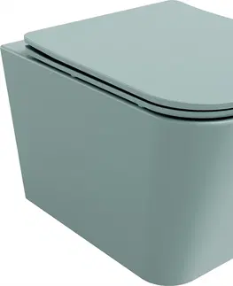 Záchody MEXEN Teo Závěsná WC mísa Rimless včetně sedátka s slow, Duroplast, světle zelená mat 30854048