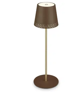 LED stolní lampy BRILONER LED nabíjecí stolní lampa 38 cm 2,6W 280lm hnědé IP44 BRILO 7438-017