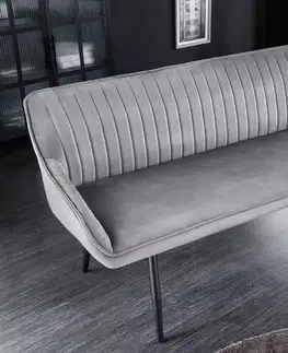 Lavice do jídelny LuxD Designová lavice Esmeralda 160 cm stříbrno-šedý samet