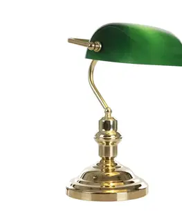 Lampy Globo GLOBO 2491 - Stolní lampa ANTIQUE 1xE27/60W zelená - zlatá 