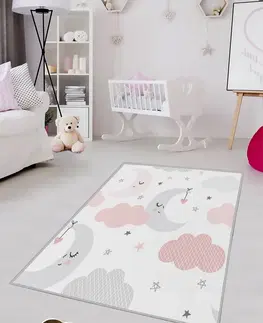 Koberce a koberečky Conceptum Hypnose Dětský koberec Noční obloha 100x150 cm šedý/růžový