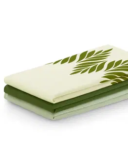 Utěrky AmeliaHome Sada kuchyňských ručníků Letty Leaves - 3 ks zelená, velikost 50x70