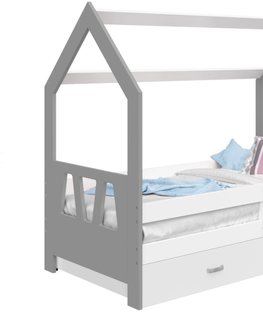 Postele Dětská postel SPECIOSA D3A 80x160 v barvě šedá/bílá se zásuvkou: bílá