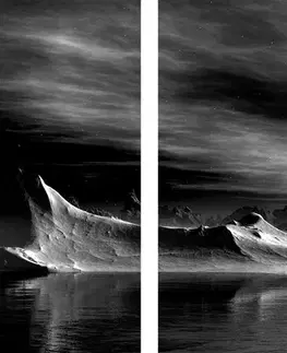 Černobílé obrazy 5-dílný obraz futuristická planeta v černobílém provedení