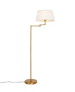 Stojaci lampy Bronzová stojací lampa s bílým skládaným stínidlem a nastavitelným ramenem - Ladas Deluxe