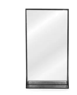 Zrcadla HOMEDE Nástěnné zrcadlo s poličkou Pisca I černé, velikost 55,5x30,5x10,5