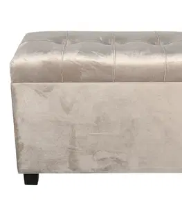 Stoličky Béžová sametová podnožka s úložným prostorem - 60*36*43 cm Clayre & Eef 64061LBE