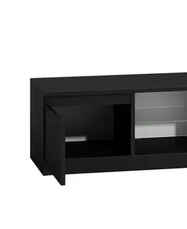 TV stolky TP Living Televizní stolek DELUKO se skleněnou policí 120 cm černý lesk
