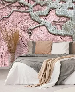 Tapety příroda Tapeta abstraktní strom na dřevě s růžovým kontrastem