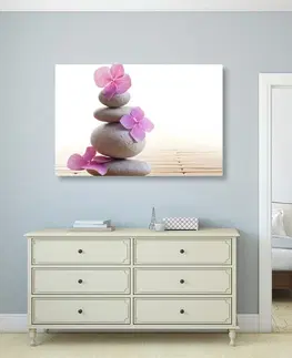 Obrazy Feng Shui Obraz balanc kamenů a růžové orientální květy
