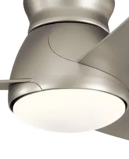 Stropní ventilátory se světlem KICHLER LED stropní ventilátor Eris, IP44 kartáčovaný nikl