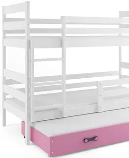 Postele BMS Dětská patrová postel s přistýlkou Eryk 3 | bílá Barva: bílá / zelená, Rozměr: 200 x 90 cm