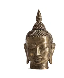 Luxusní stylové sošky a figury Estila Orientální socha hlavy Buddhy z bronzu ve zlatém provedení s ručním zdobením 65cm