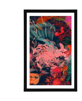 Abstraktní a vzorované Plakát s paspartou abstraktní květiny