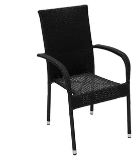 Zahradní židle a křesla DEOKORK Ratanové křeslo stohovatelné SIENA (černá)